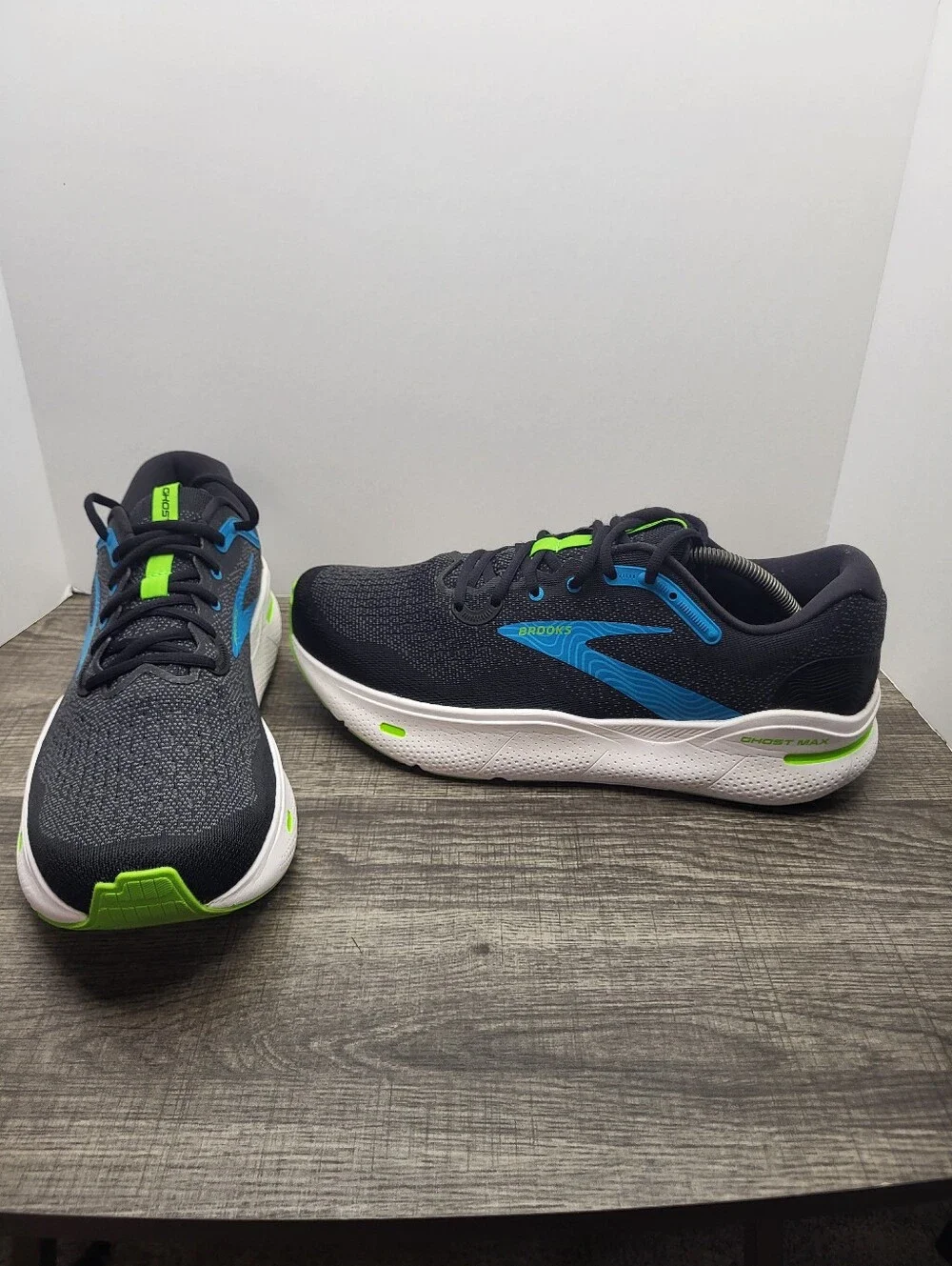 Brooks Ghost Max Running Shoes Men’s Size 11.5 2E Black Blue Green 1104062E060